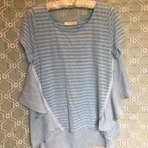Blue Chiffon Babydoll Top